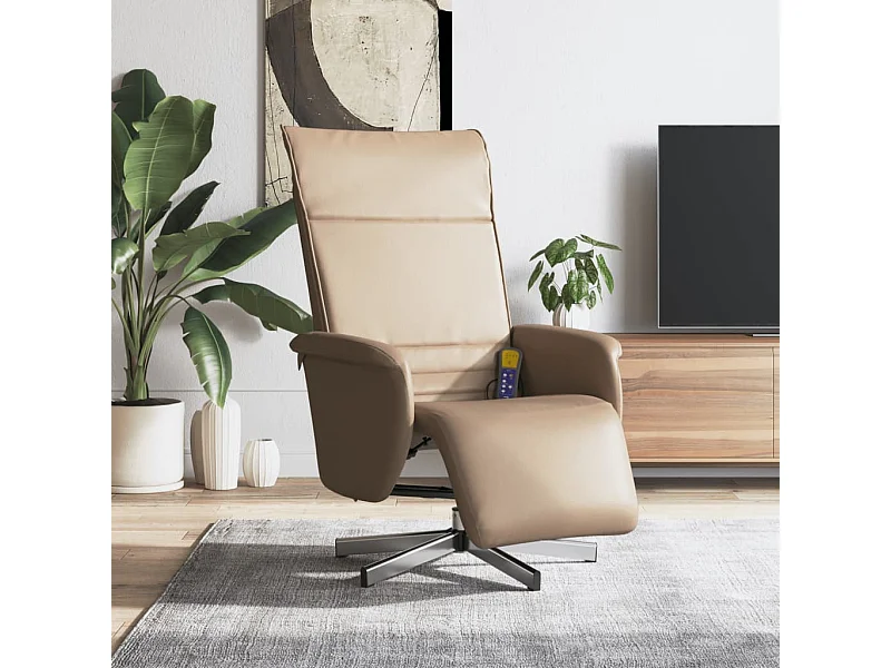 Fauteuil inclinable massant repose-pieds cappuccino