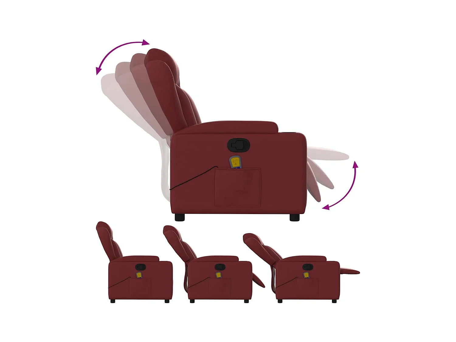 Fauteuil massant inclinable Rouge bordeaux Similicuir