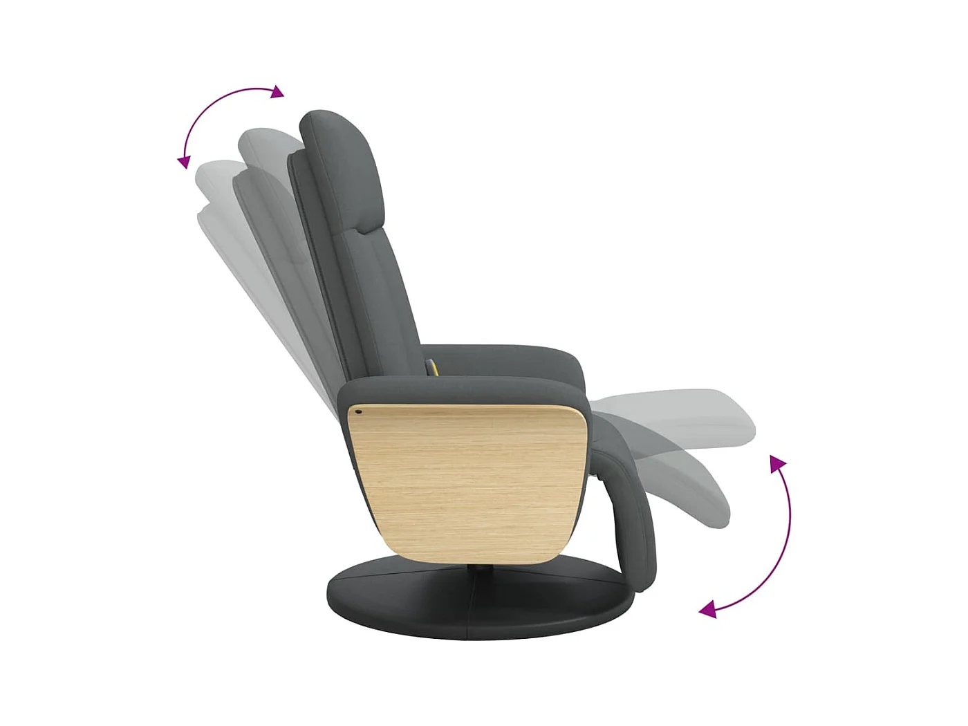 Fauteuil inclinable massant et repose-pieds gris foncé tissu