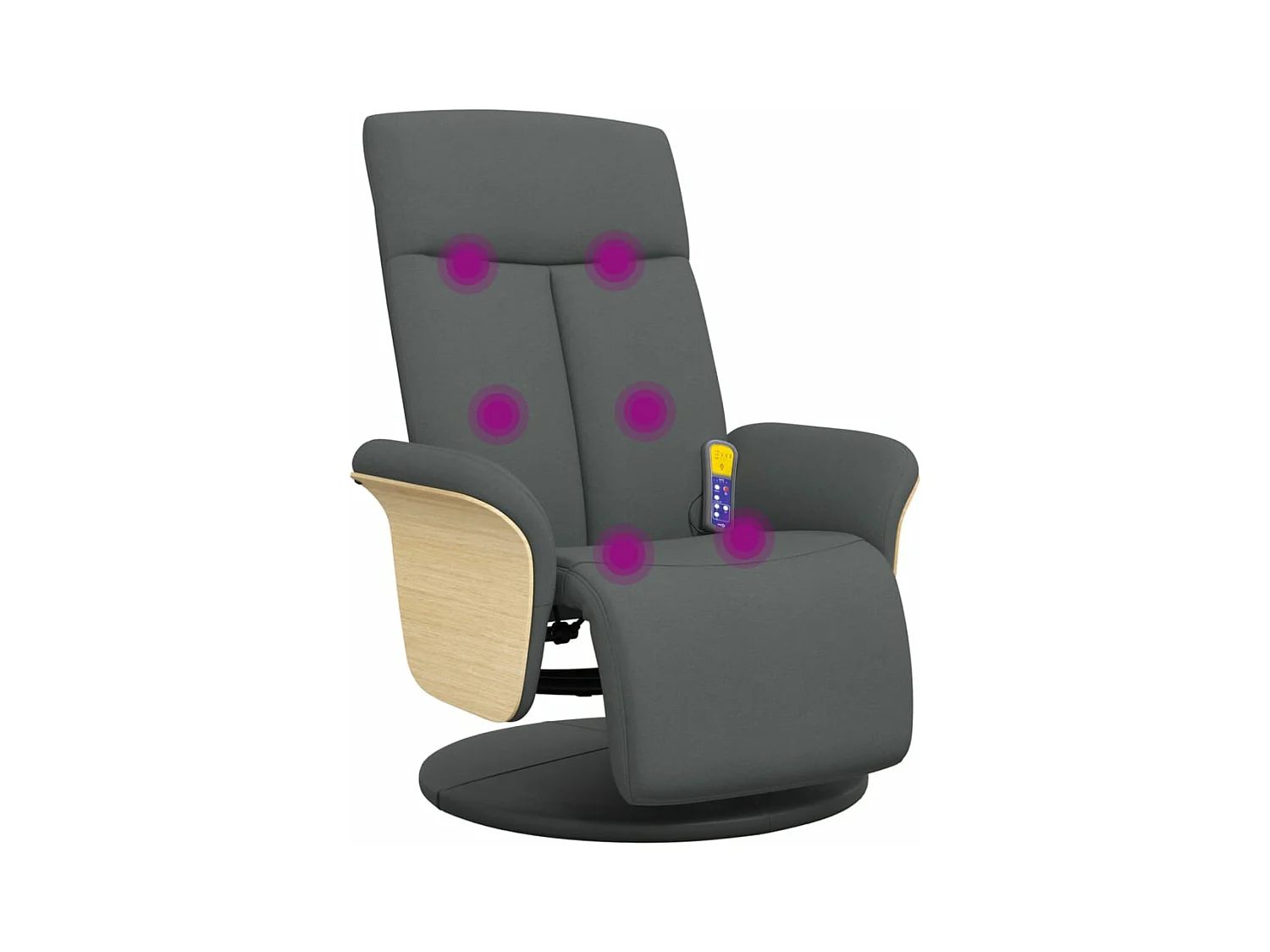 Fauteuil inclinable massant et repose-pieds gris foncé tissu