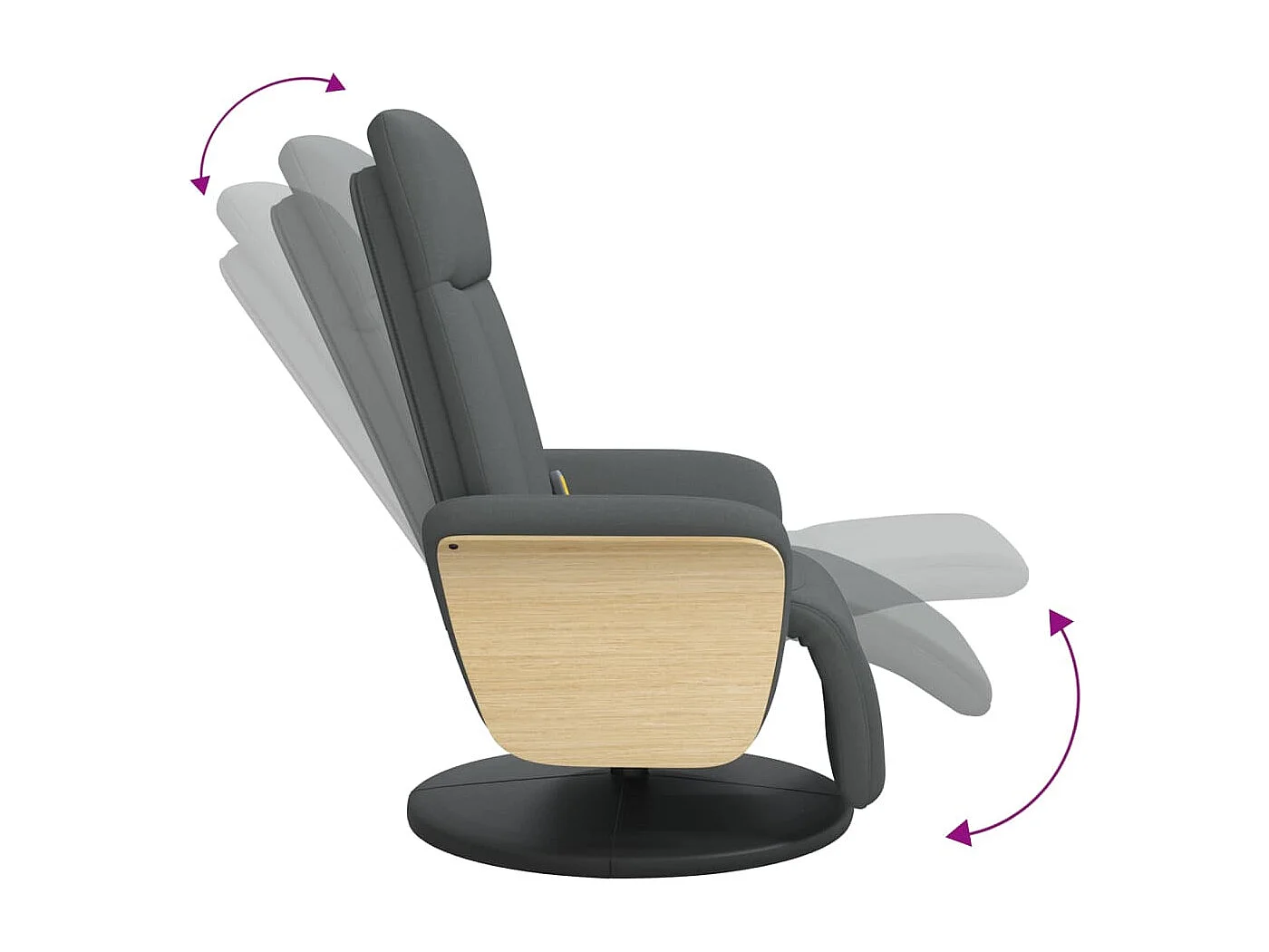 Fauteuil inclinable massant et repose-pieds gris foncé tissu