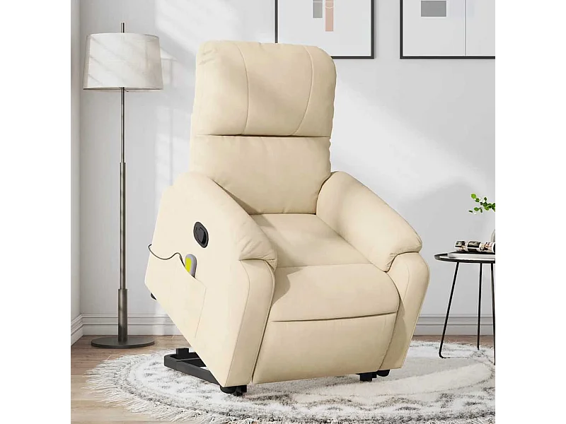 Fauteuil inclinable massant crème tissu microfibre