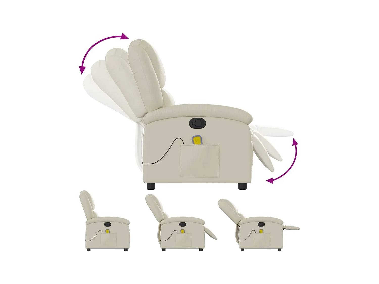 Fauteuil inclinable massant Crème Similicuir