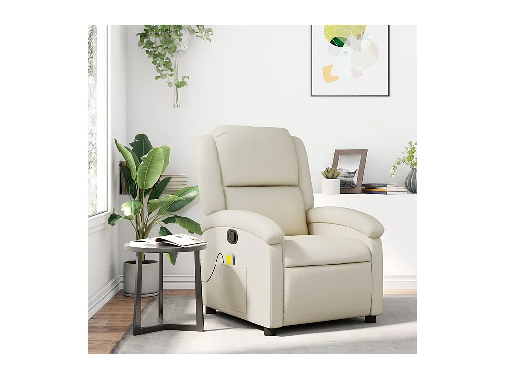 Fauteuil inclinable massant Crème Similicuir