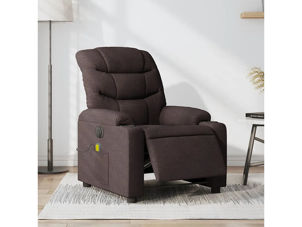 Fauteuil massant inclinable électrique Marron foncé Tissu