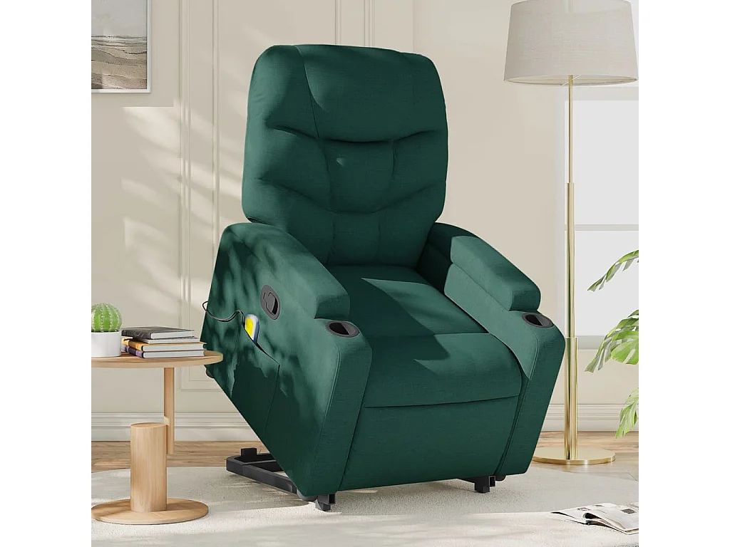 Fauteuil inclinable massant Vert foncé Tissu