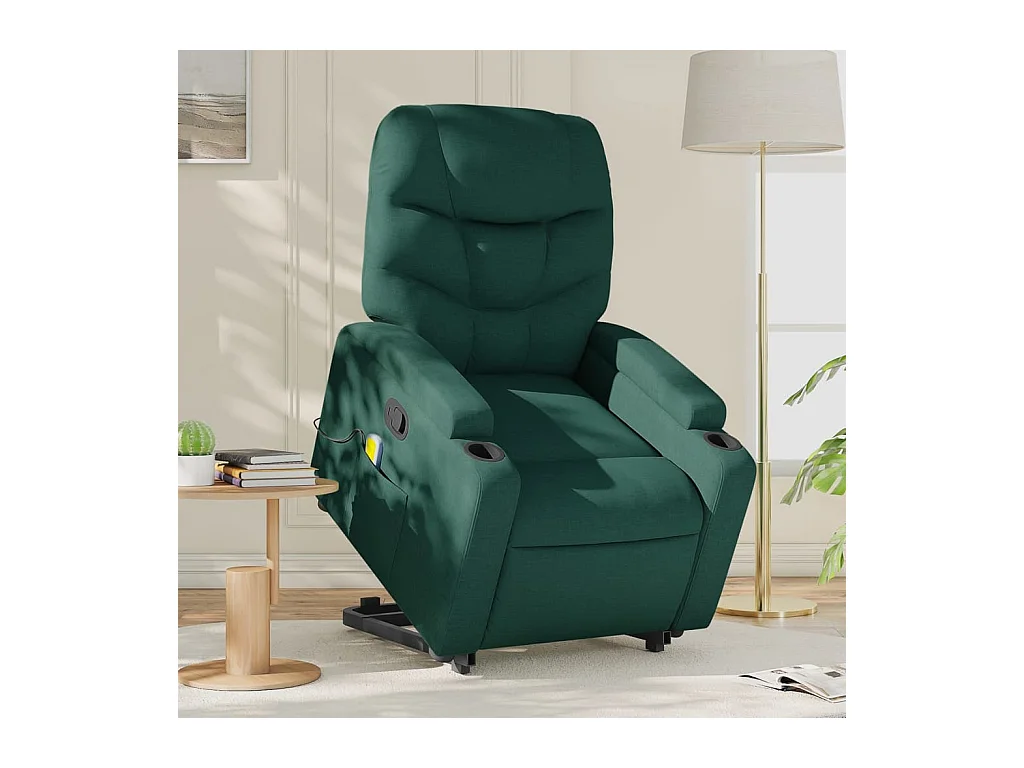 Fauteuil inclinable massant Vert foncé Tissu