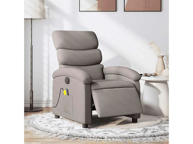 Fauteuil massant inclinable électrique Taupe Tissu