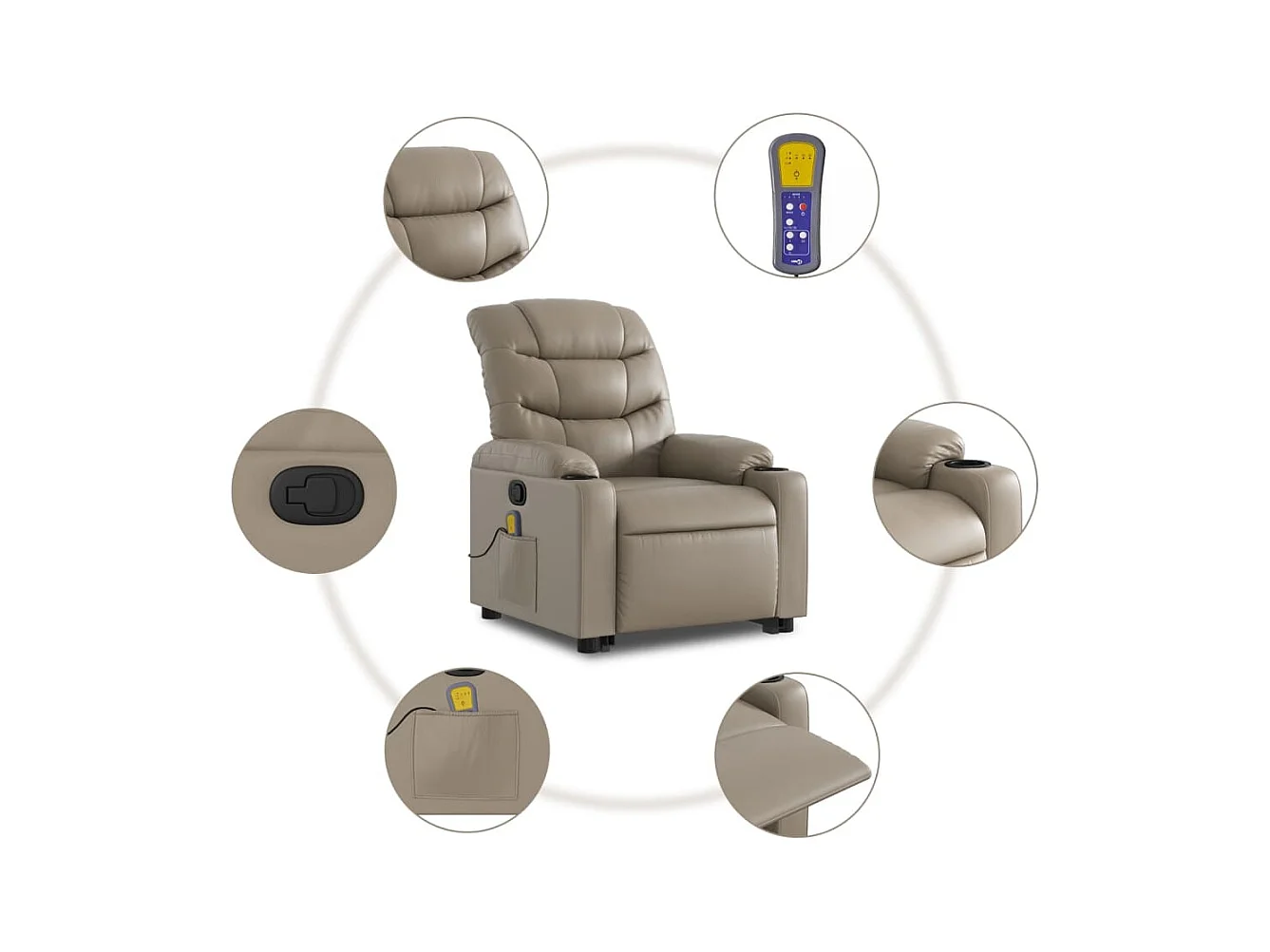 Fauteuil inclinable massant Cappuccino Similicuir