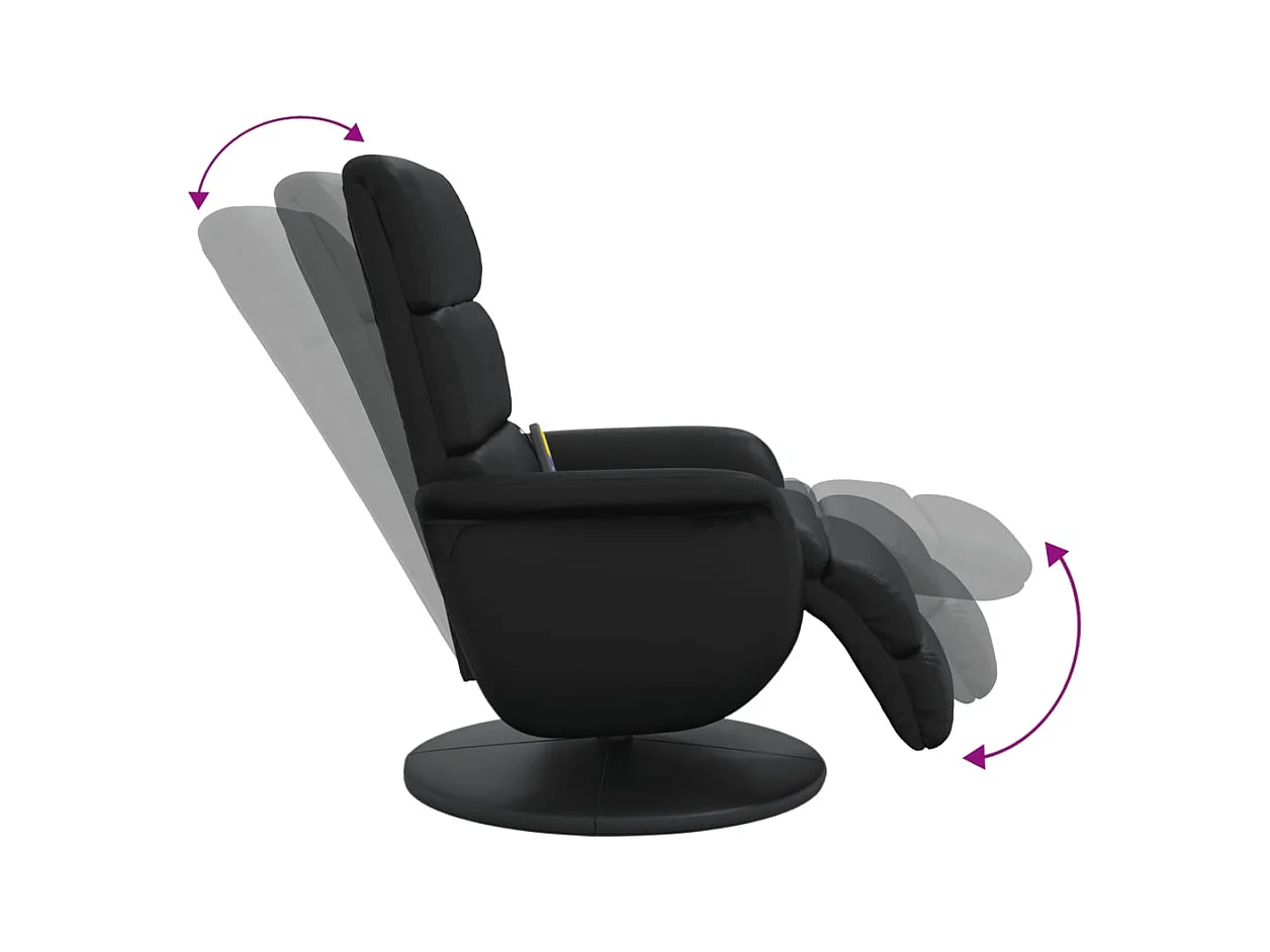 Fauteuil inclinable massant repose-pieds noir similicuir