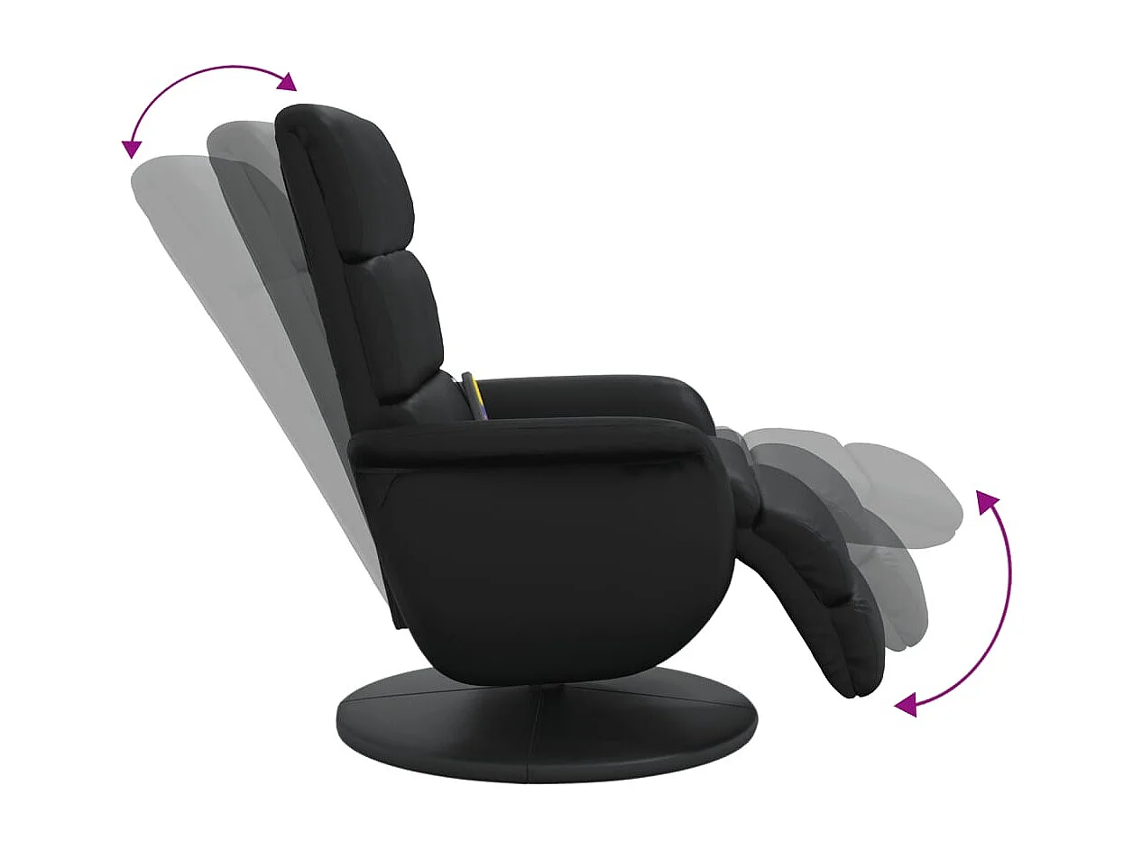 Fauteuil inclinable massant repose-pieds noir similicuir