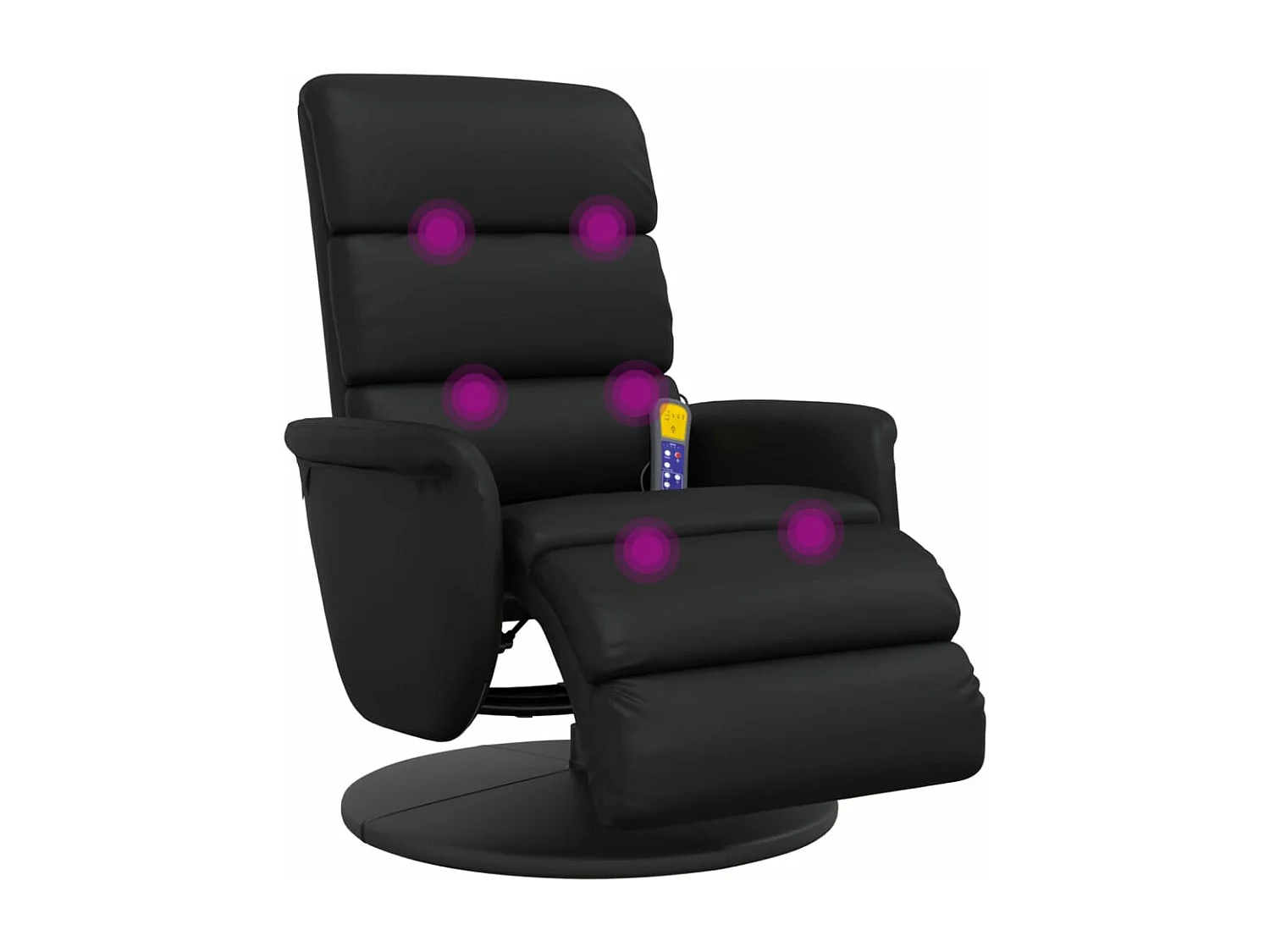 Fauteuil inclinable massant repose-pieds noir similicuir