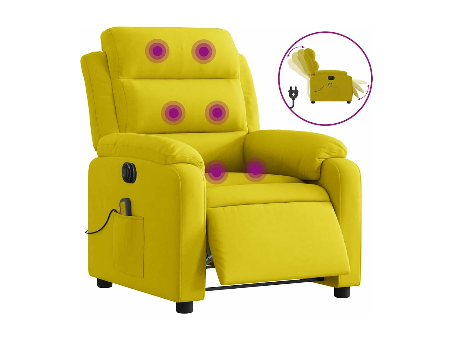 Fauteuil inclinable massant électrique jaune velours