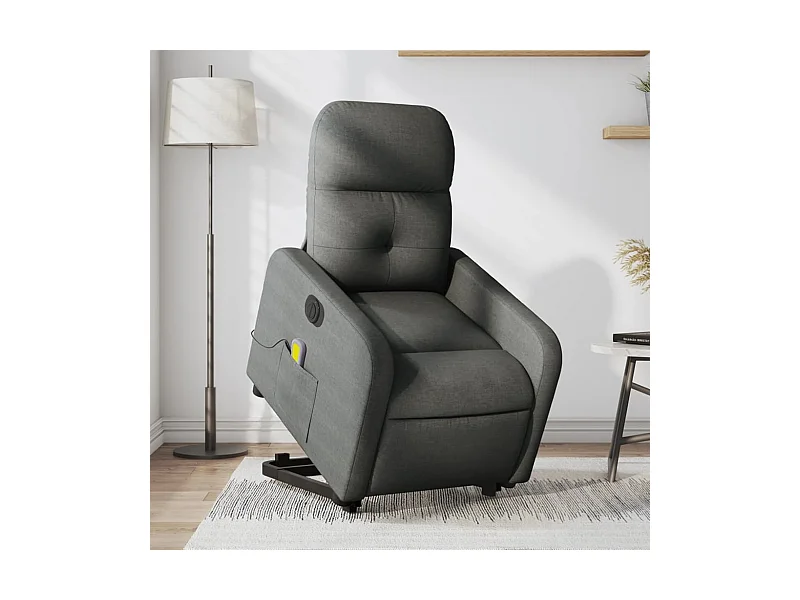 Poltrona elétrica elevatória massagens tecido cinzento-escuro
