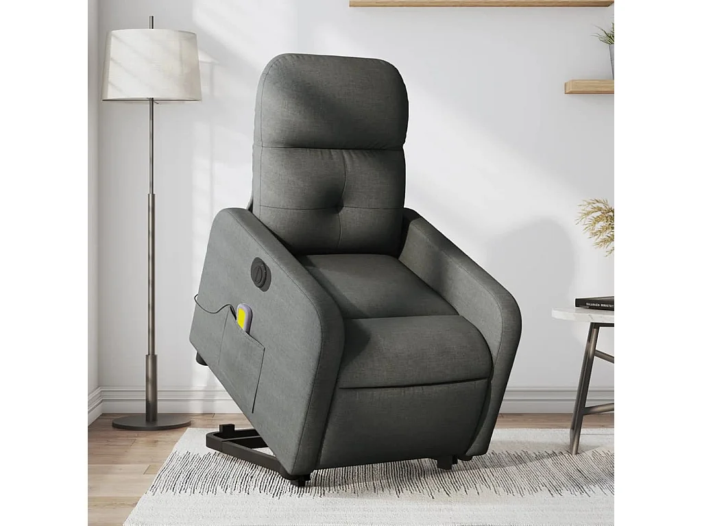 Fauteuil inclinable massant électrique Gris foncé Tissu