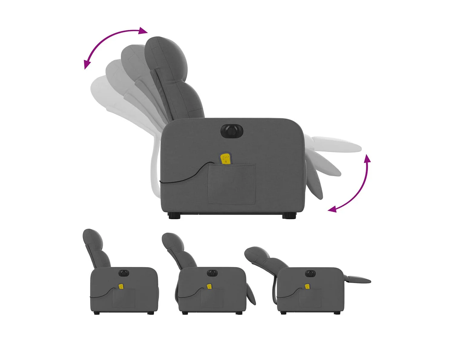 Fauteuil inclinable massant électrique Gris foncé Tissu