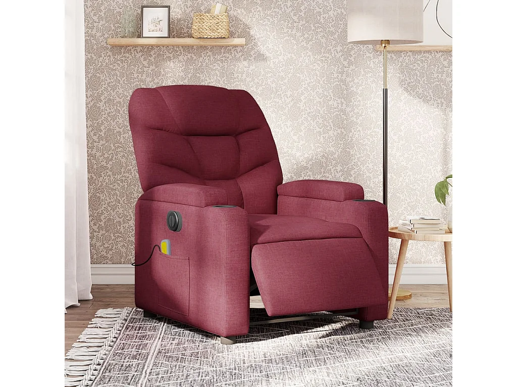 Fauteuil massant inclinable électrique Rouge bordeaux Tissu