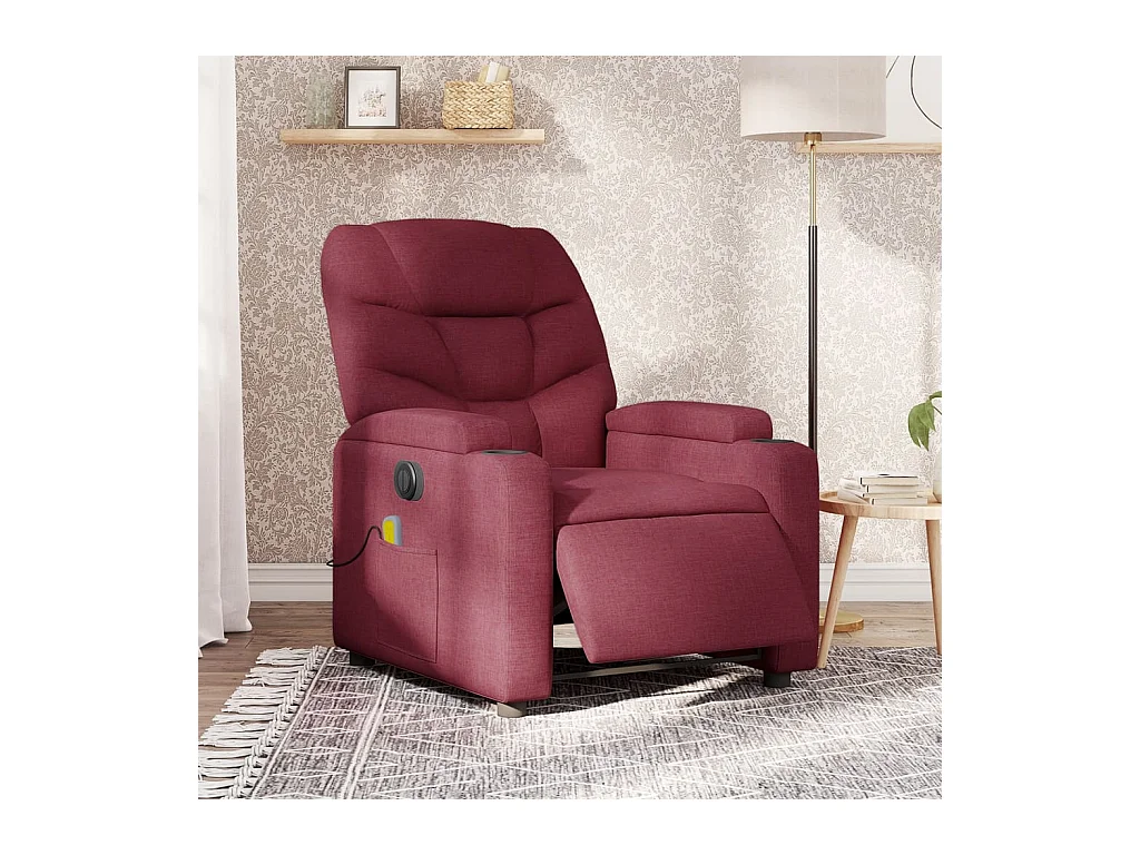 Fauteuil massant inclinable électrique Rouge bordeaux Tissu