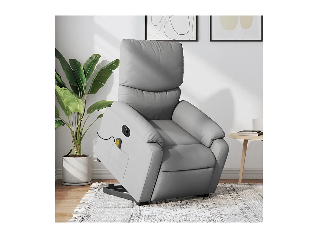 Fauteuil inclinable massant électrique Gris clair Tissu