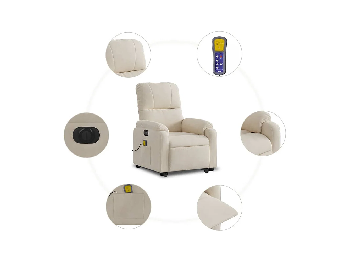 Fauteuil inclinable massant électrique beige microfibres