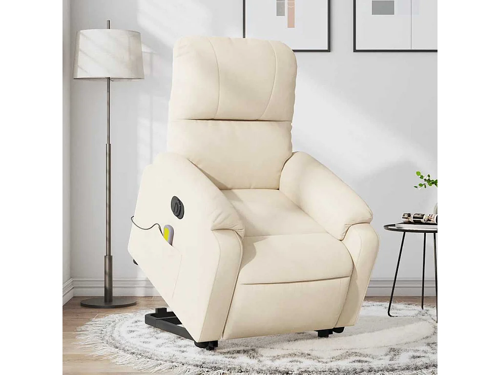Fauteuil inclinable massant électrique beige microfibres
