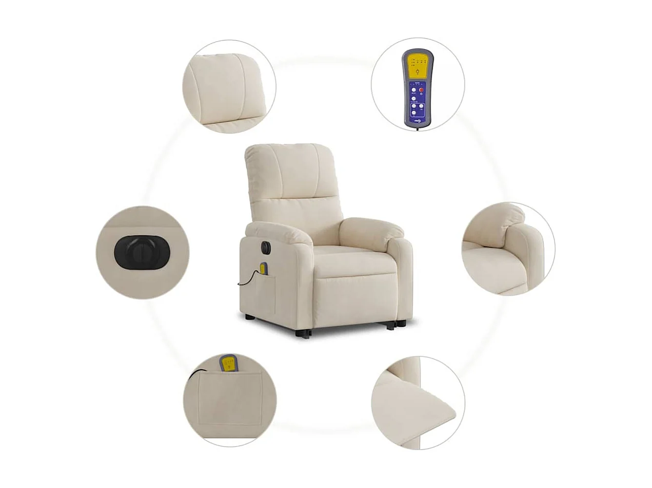 Fauteuil inclinable massant électrique beige microfibres