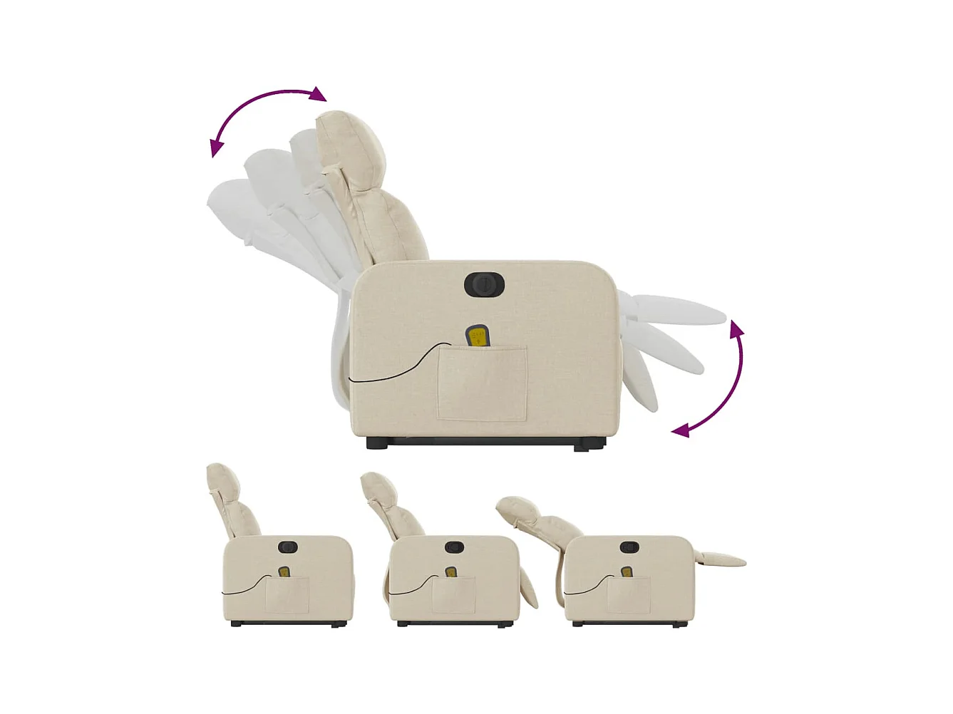 Fauteuil inclinable massant électrique Crème Tissu