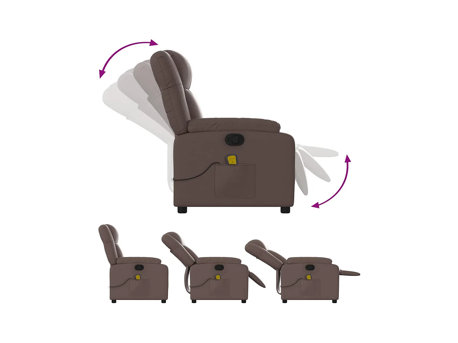Fauteuil massant inclinable Marron Similicuir