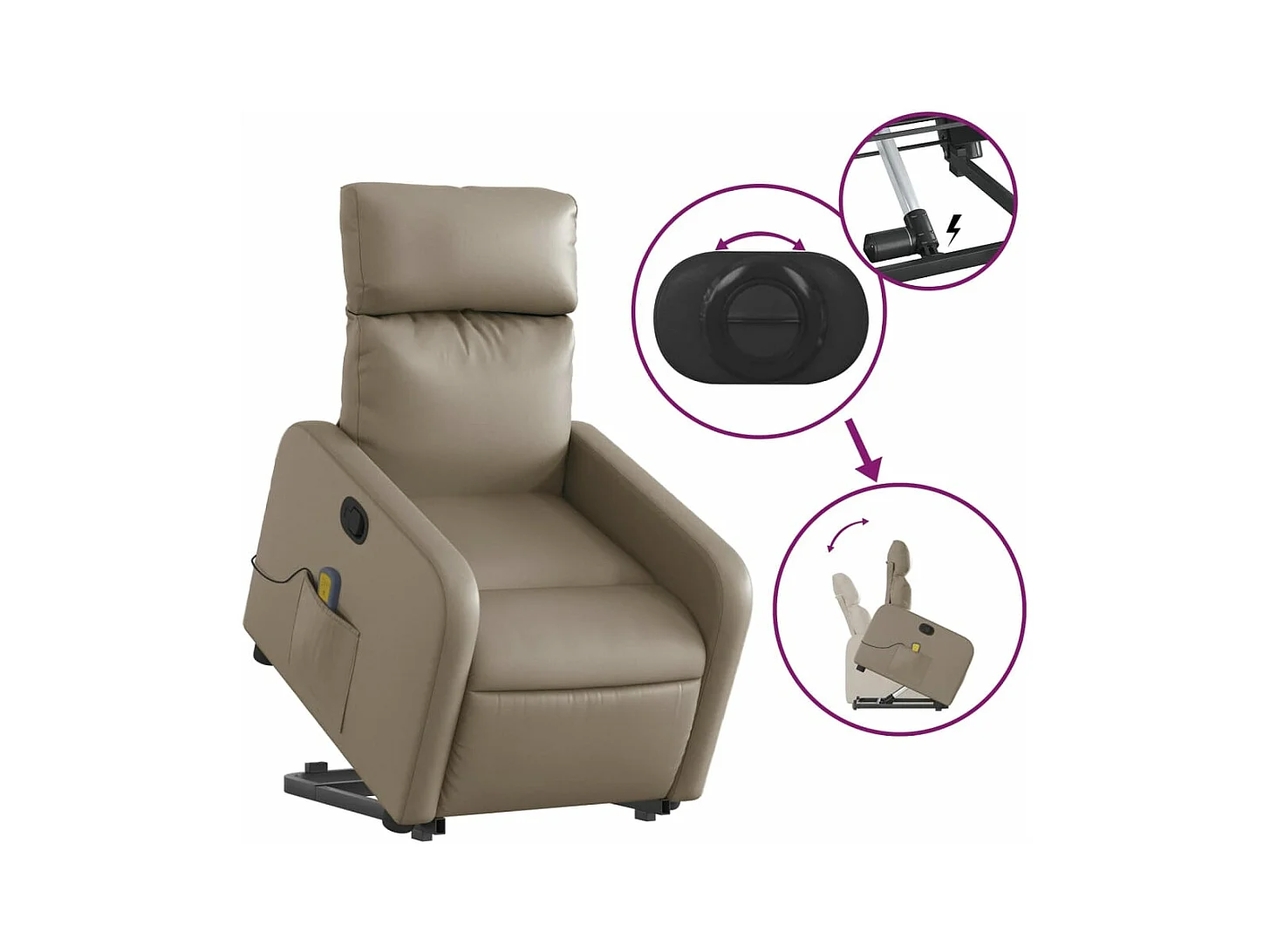 Fauteuil inclinable massant Cappuccino Similicuir