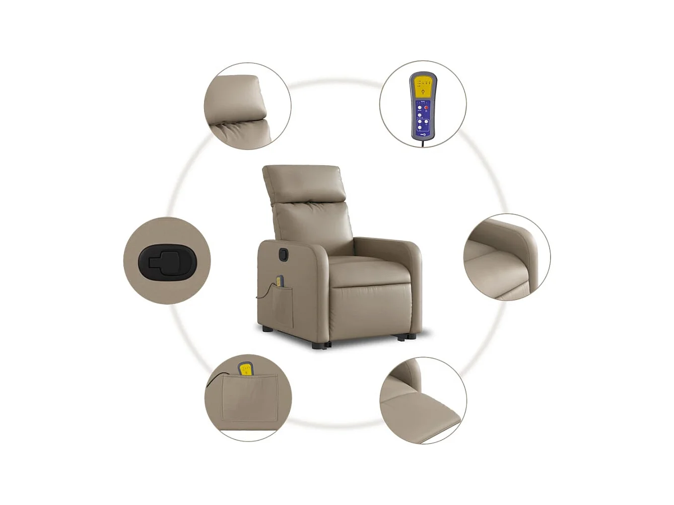 Fauteuil inclinable massant Cappuccino Similicuir