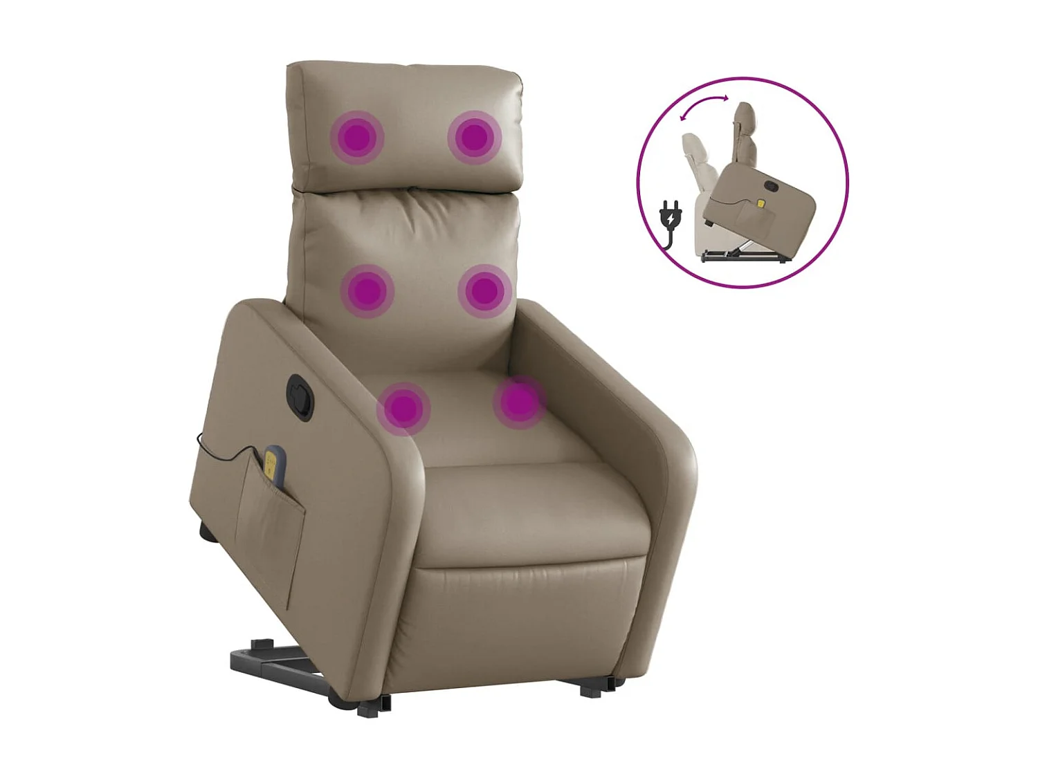 Fauteuil inclinable massant Cappuccino Similicuir