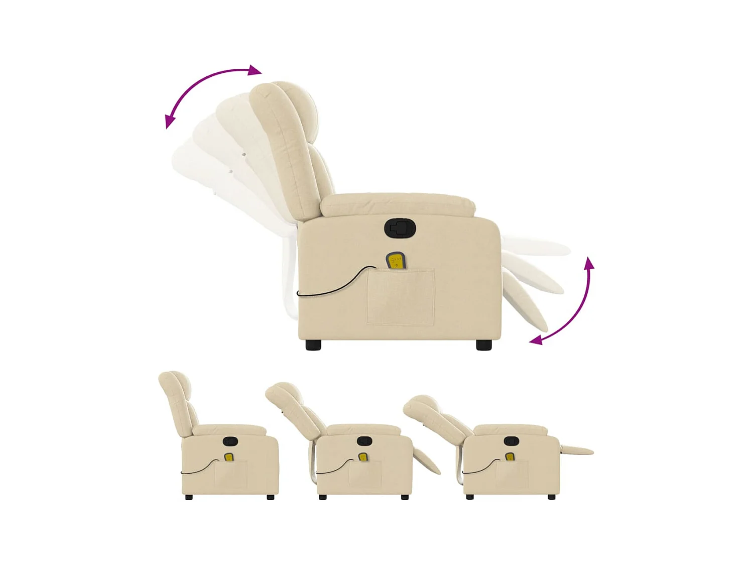Fauteuil massant inclinable Crème Tissu