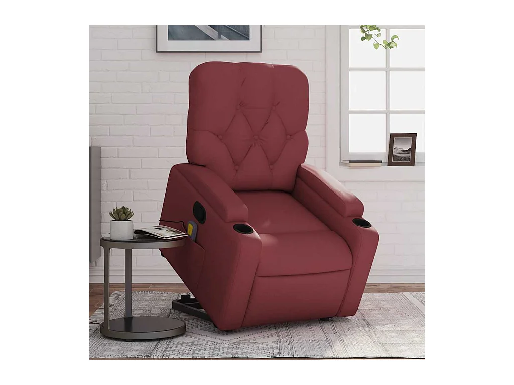 Fauteuil inclinable massant Rouge bordeaux Similicuir
