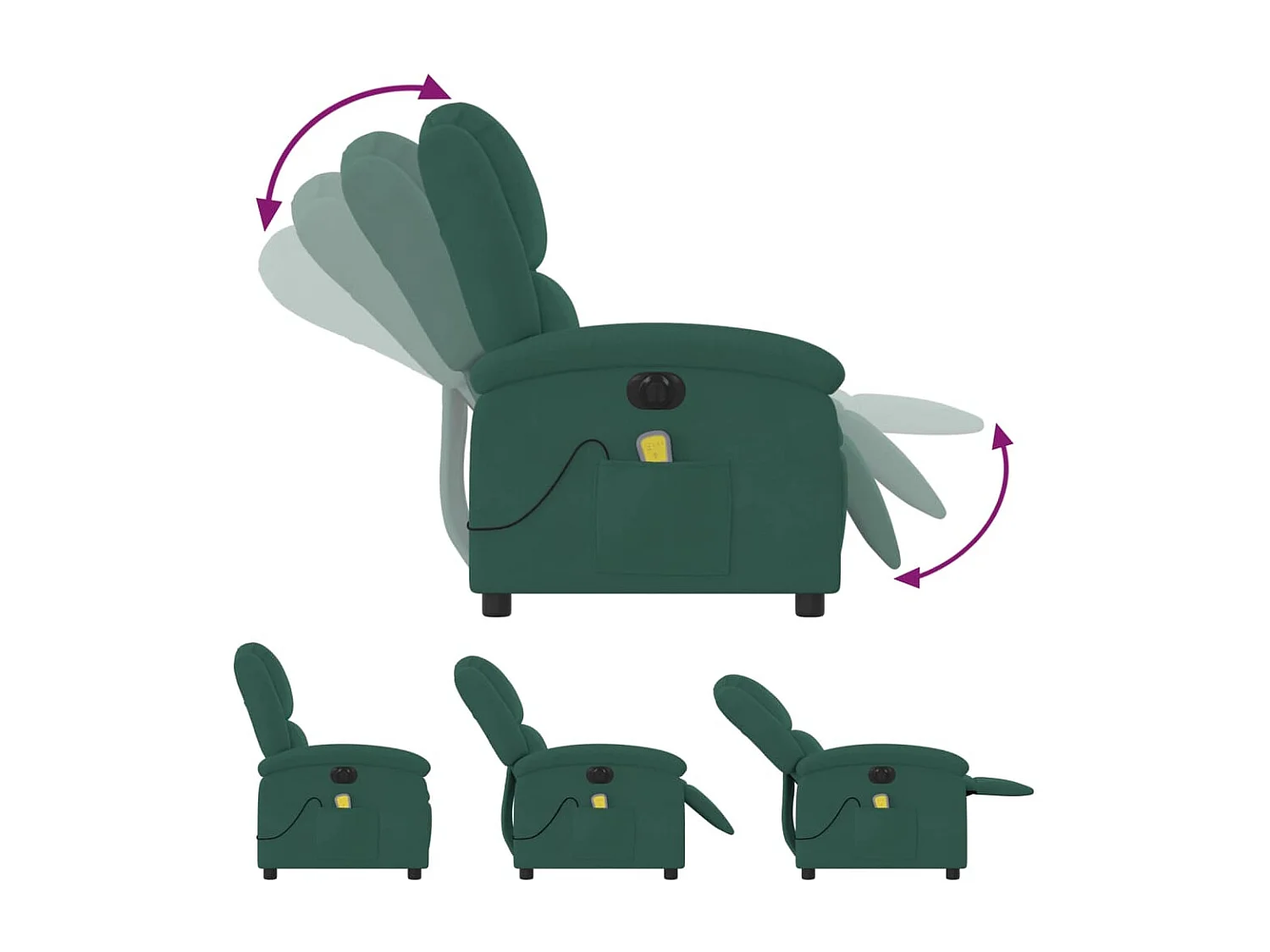 Fauteuil inclinable massant électrique vert foncé velours
