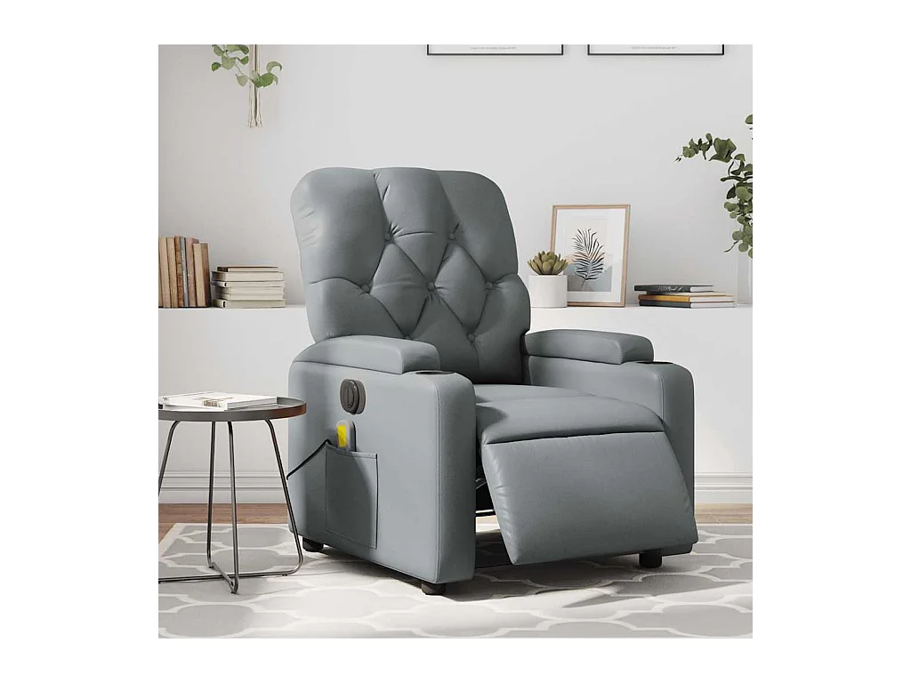 Fauteuil massant inclinable électrique gris similicuir