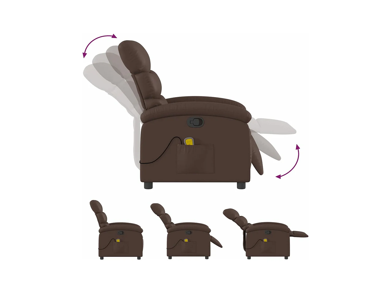 Fauteuil massant inclinable Marron Similicuir