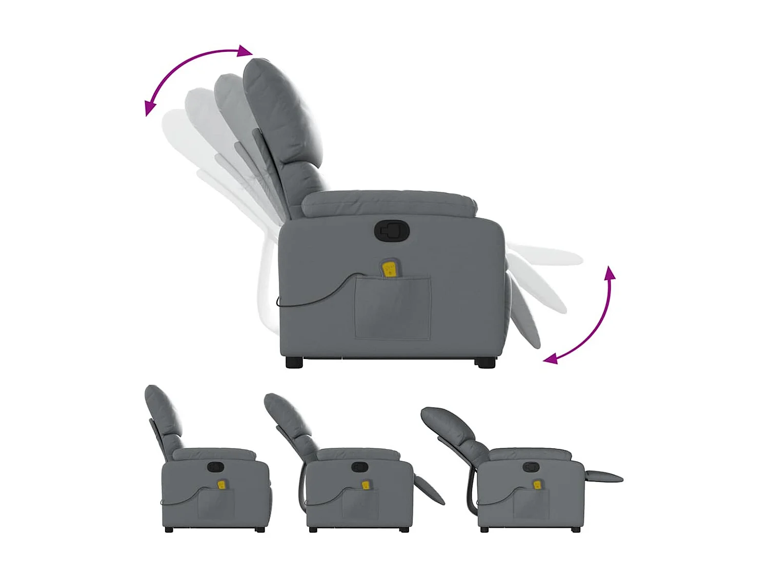 Fauteuil inclinable massant Gris Similicuir