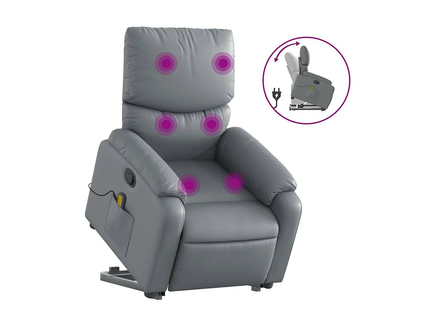 Fauteuil inclinable massant Gris Similicuir