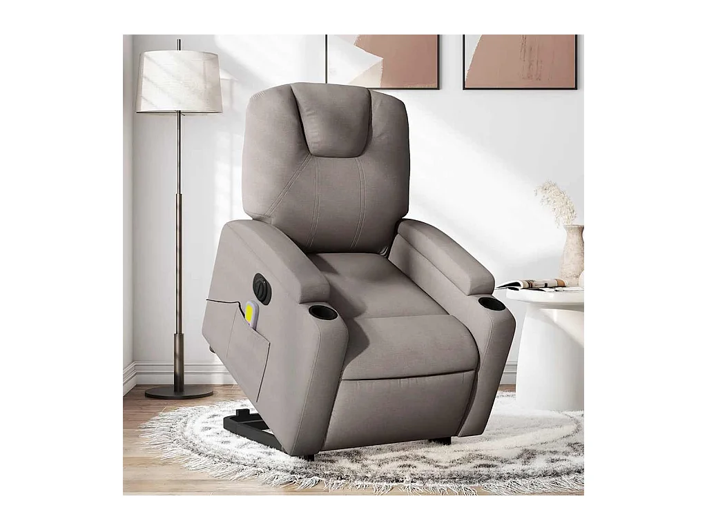 Fauteuil inclinable massant électrique Taupe Tissu