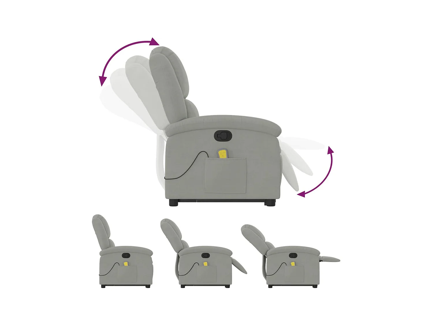 Fauteuil massant inclinable Gris clair Velours