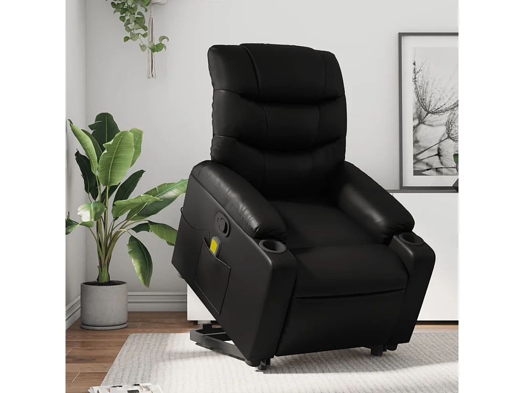 Fauteuil inclinable massant Noir Similicuir