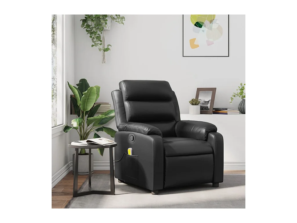 Fauteuil massant inclinable Noir Similicuir