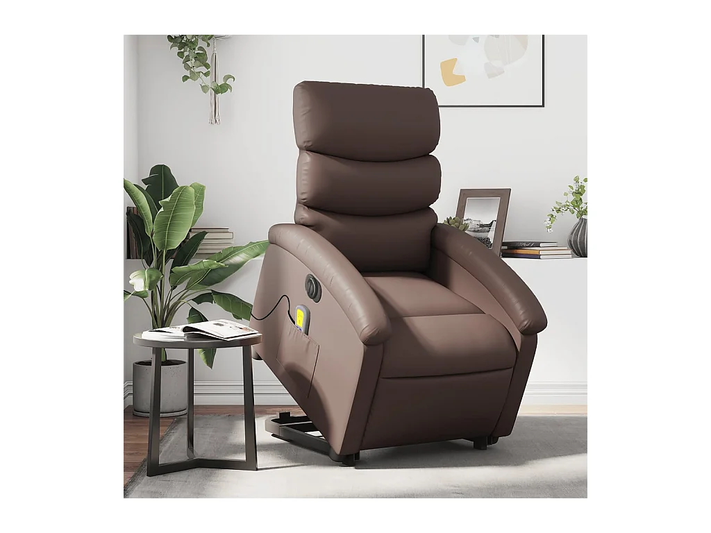 Fauteuil inclinable massant électrique marron similicuir
