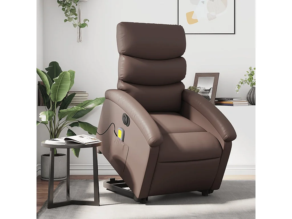 Fauteuil inclinable massant électrique marron similicuir