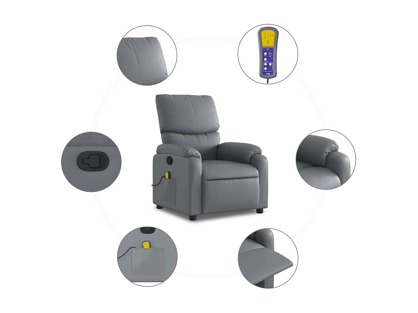 Fauteuil massant inclinable Gris Similicuir