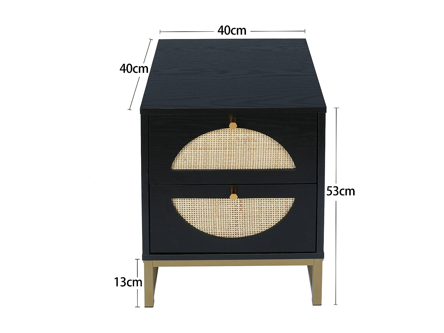 Table de chevet, symétrie semi-circulaire,d40cm×h53cm