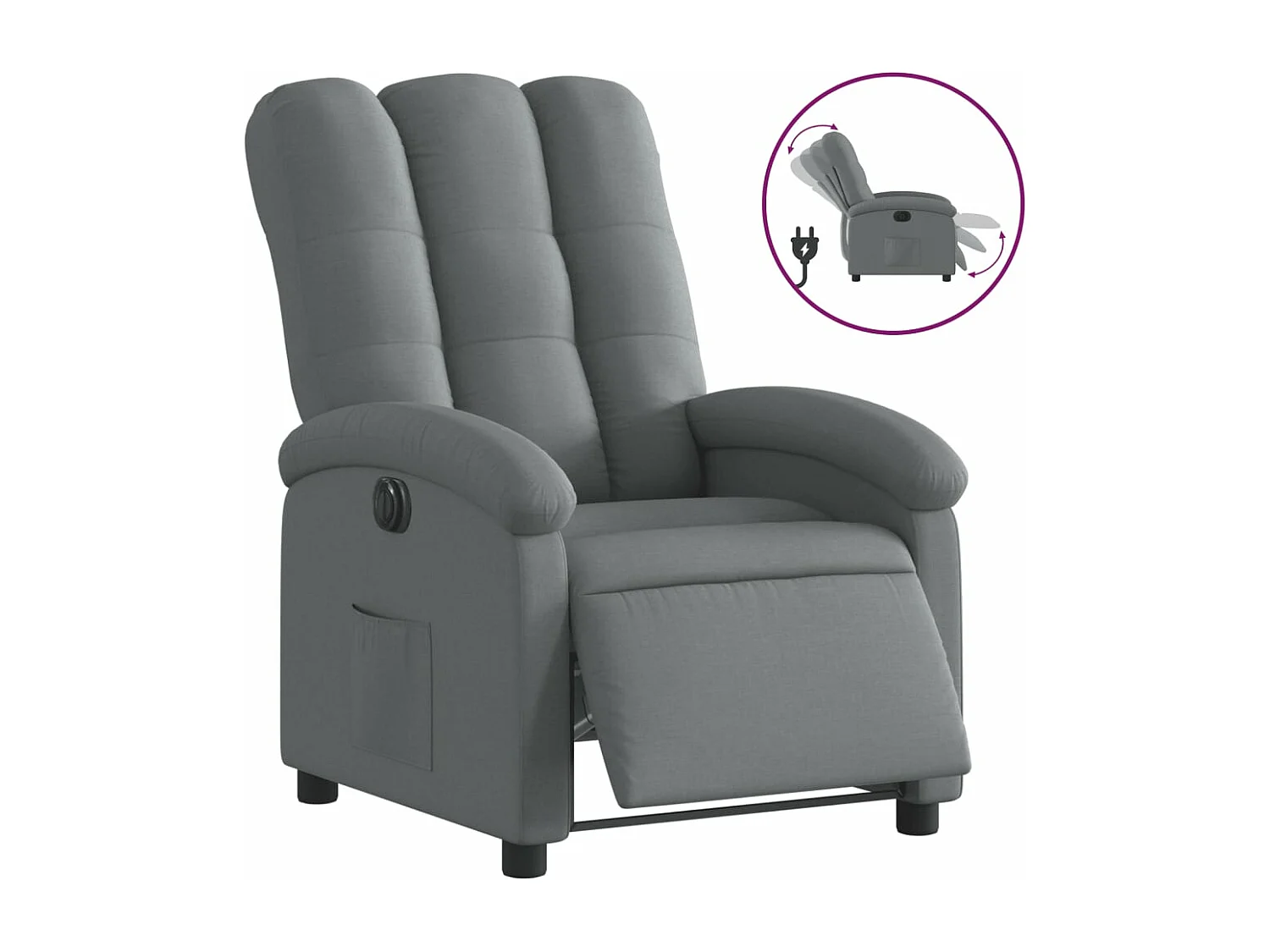 Fauteuil inclinable électrique Gris foncé Tissu