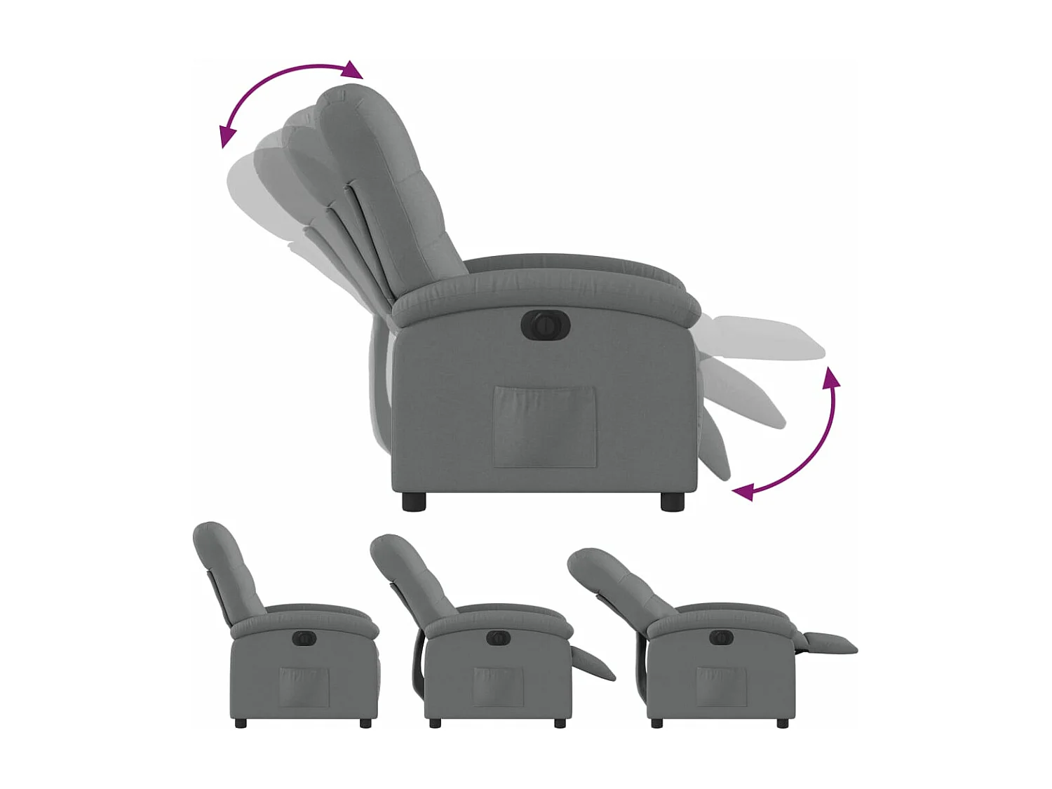 Fauteuil inclinable électrique Gris foncé Tissu