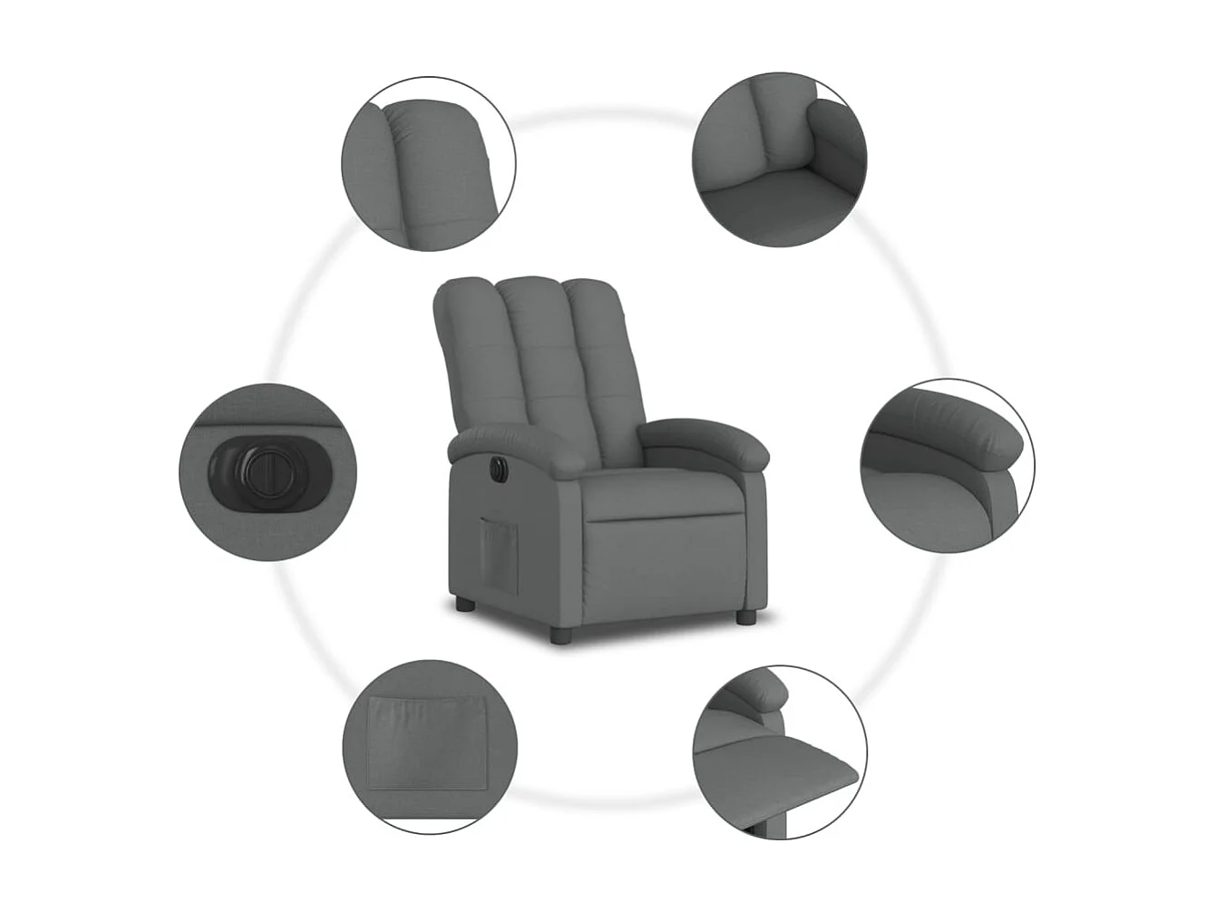 Fauteuil inclinable électrique Gris foncé Tissu