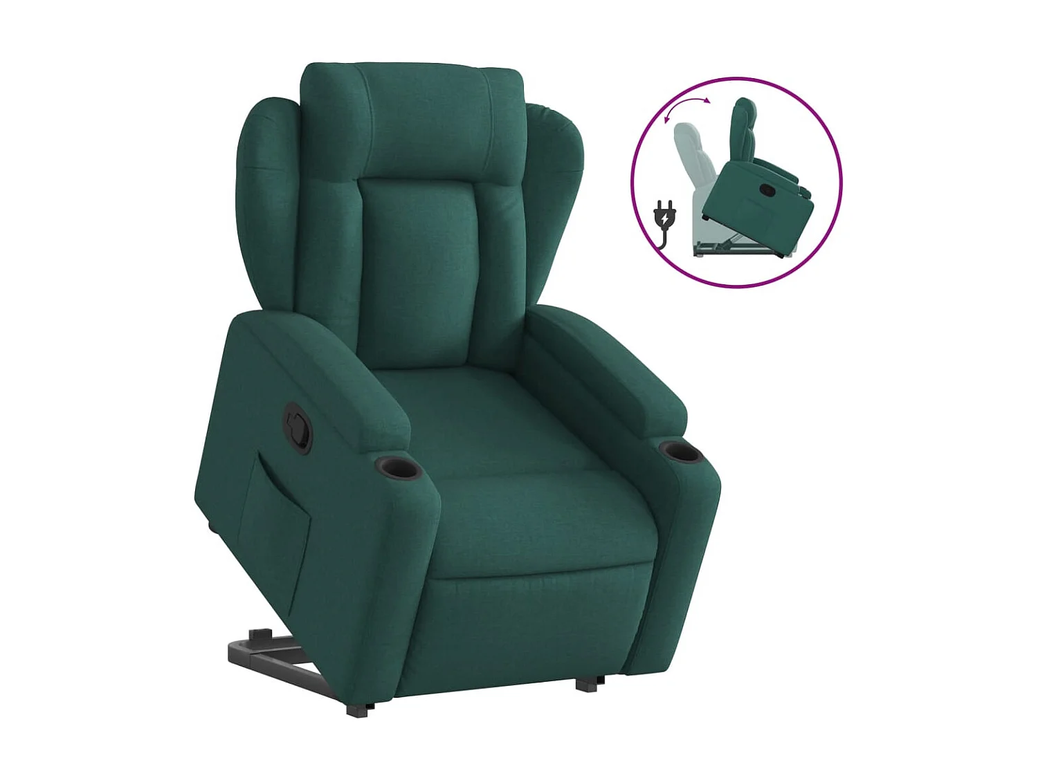Sillón reclinable elevable tela verde oscuro
